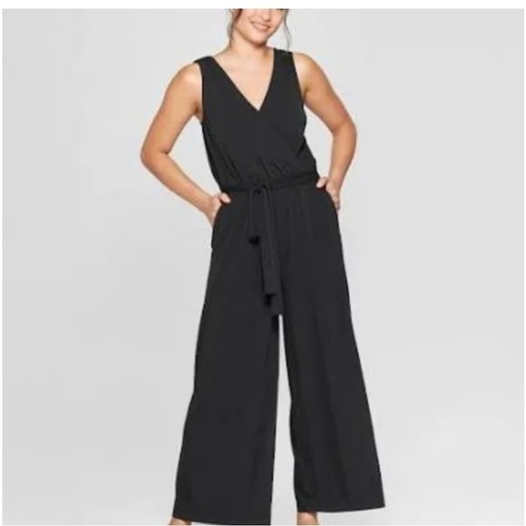 a new day Pants - A New Day Olive Green V Neck Sleeveless Jumpsuit Size XS